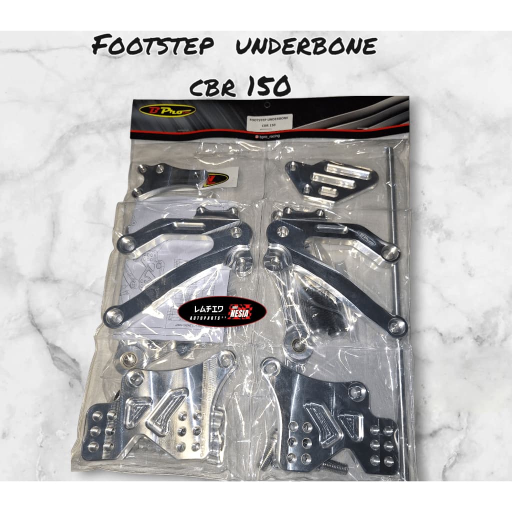 Bpro Footstep Underbone CBR 250RR & CB 150R Facelift Original Bpro Aluminium Billet T6061 CNC Machined Hitam & Silver - Motor
